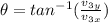 \theta = tan^{-1} (\frac{v_{3y}}{v_{3x}})