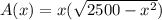 A(x)=x(\sqrt{2500-x^{2} } )