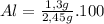 Al = \frac{1,3 g}{2,45 g} . 100