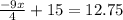 \frac{-9x}{4} +15=12.75