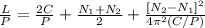 \frac{L}{P} =\frac{2C}{P} +\frac{N_{1} +N_{2}}{2}+\frac{[N_{2}-N_{1}]^{2}}{4\pi^{2} (C/P)}