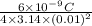 \frac{6 \times 10^{-9} C}{4 \times 3.14 \times (0.01)^{2}}
