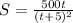 S=\frac{500t}{(t+5)^2}