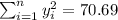 \sum_{i=1}^n y^2_i =70.69