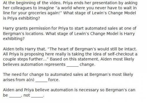 The need for change to automated sales at Bergman’s most likely arises from a(n)  force.The need for