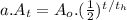 a.A_t=A_o.(\frac{1}{2})^t^/^{t_h}
