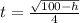 t=\frac{\sqrt{100-h}}{4}