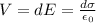 V = dE = \frac{d\sigma}{\epsilon_0}
