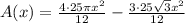 A(x)=\frac{4\cdot 25\pi x^2}{12}-\frac{3\cdot 25\sqrt{3}x^2}{12}