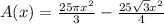 A(x)=\frac{25\pi x^2}{3}-\frac{25\sqrt{3}x^2}{4}