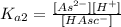 K_{a2}=\frac{[As^{2-}][H^+]}{[HAsc^-]}