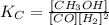 K_C = \frac{[CH_3OH]}{[CO][H_2]^2}