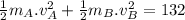 \frac{1}{2}m_A.v_A^2+\frac{1}{2}m_B.v_B^2=132