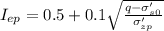 I_{e p}=0.5+0.1 \sqrt{\frac{q-\sigma_{s 0}^{\prime}}{\sigma_{z p}^{\prime}}}