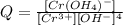 Q=\frac {[Cr(OH_4)^-]}{[Cr^{3+}][OH^-]^4}