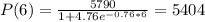 P(6) = \frac{5790}{1 + 4.76e^{-0.76*6}} = 5404