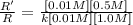 \frac{R'}{R}=\frac{[0.01 M][0.5 M]}{k[0.01M][1.0 M]}