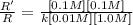 \frac{R'}{R}=\frac{[0.1M][0.1M]}{k[0.01M][1.0 M]}