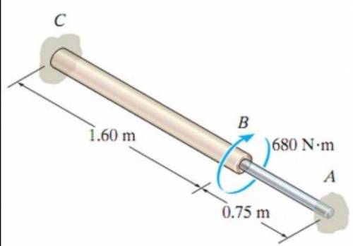 A rod is made from two segments: AB is steel and BC is brass. It is fixed at its ends and subjected