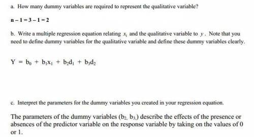 Consider a regression study involving a dependent variable y, a quantitative independent variable x1