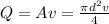 Q = Av= \frac{\pi d^2 v}{4}