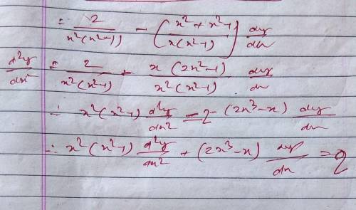 If y=(sec^-1x)^2, then show that x^2(x^2-1) d^2y/dx^2 + (2x^3 - x) dy/dx = 2