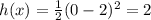 h(x)=\frac{1}{2}(0-2)^2=2