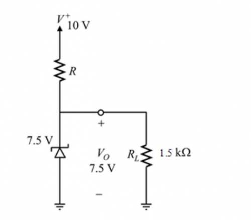 Design a 7.5-V zener regulator circuit using a 7.5-V zener specified at 10mA. The zener has an incre