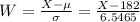 W = \frac{X - \mu}{\sigma} = \frac{X - 182}{6.5465}
