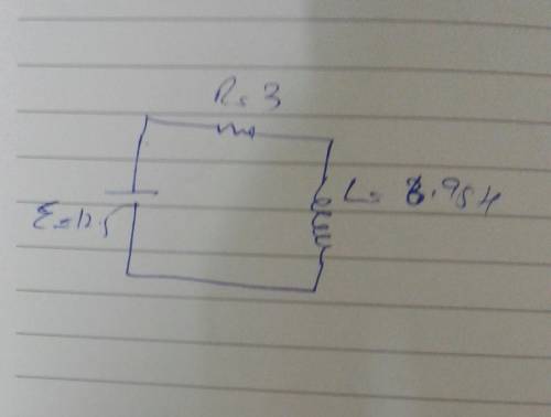 An inductor of =6.95 H with negligible resistance is placed in series with a ℰ=12.5 V battery, a =3.