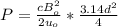 P= \frac{cB_{o}^{2}  }{2u_{o} }*\frac{3.14d^{2} }{4}