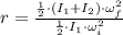 r = \frac{\frac{1}{2}\cdot (I_{1}+I_{2})\cdot \omega_{f}^{2} }{\frac{1}{2}\cdot I_{1}\cdot \omega_{i}^{2}}
