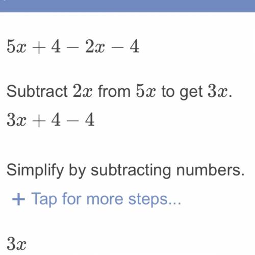 Subtract 5x+4 from 2x-4 simplify if possible