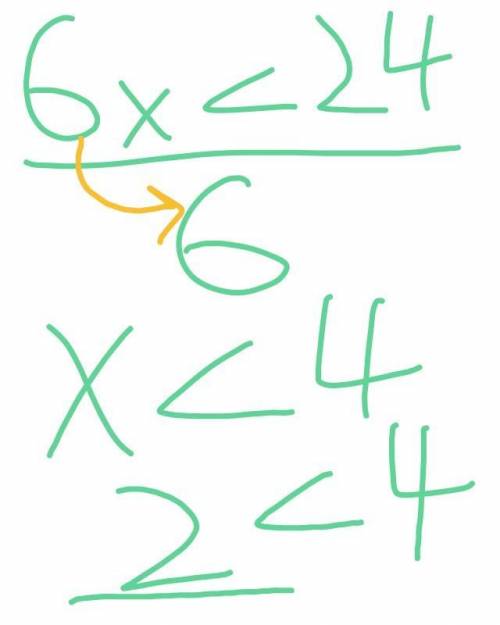 Which satisfies the given inequality 6x < 24 a. 10  b. 8 c. 6 d. 2