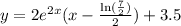 y=2e^{2x}(x-\frac{\text{ln}(\frac{7}{2})}{2})+3.5