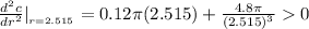 \frac{d^2c}{dr^2}|__{r= 2.515}} =0.12 \pi (2.515) + \frac{4.8 \pi}{(2.515)^3} 0
