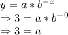 y= a * b^{-x}\\\Rightarrow 3= a * b^{-0}\\\Rightarrow 3= a