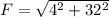 F = \sqrt{4^2 + 32^2}