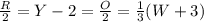\frac{R}{2}=Y-2=\frac{O}{2}=\frac{1}{3}(W+3)