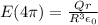 E(4 \pi)={\frac{ Q r}{R^{3}\epsilon _{0}}}