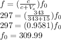 f=(\frac{c}{c+V_s})f_0\\297=(\frac{343}{343+15})f_0\\297=(0.9581)f_0\\f_0=309.99