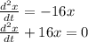 \frac{d^2x}{dt} = - 16x\\\frac{d^2x}{dt} + 16x =0