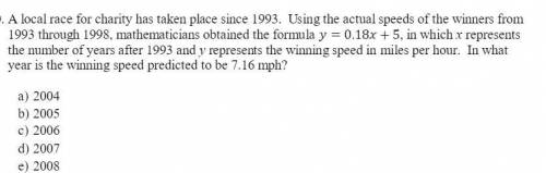 A local race for charity has taken place since 1993. Using the actual speeds of the winners from 199
