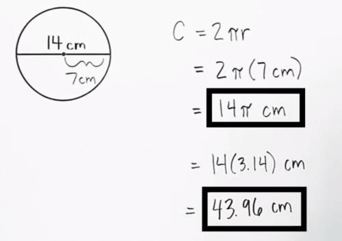 What is the circumference of a circle with a diameter of 14 centimeters?