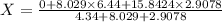 X=\frac{0+8.029\times 6.44+15.8424\times 2.9078}{4.34+8.029+2.9078}
