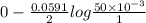 0 - \frac{0.0591}{2} log \frac{50 \times 10^{-3}}{1}
