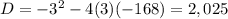 D=-3^2-4(3)(-168)=2,025