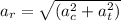 a_r = \sqrt{(a_c^2 + a_t^2)}