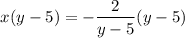 $x(y-5)=-\frac{2}{y-5}(y-5)