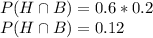 P(H\cap B)=0.6*0.2\\P(H\cap B)=0.12